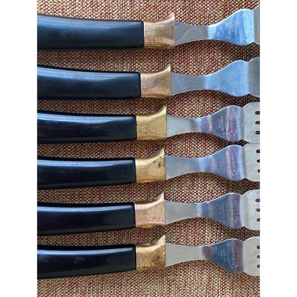 E Parker & Sons Sheffield 4 Knives &  6 Forks - Black and Gold Color - Picture 3 of 5